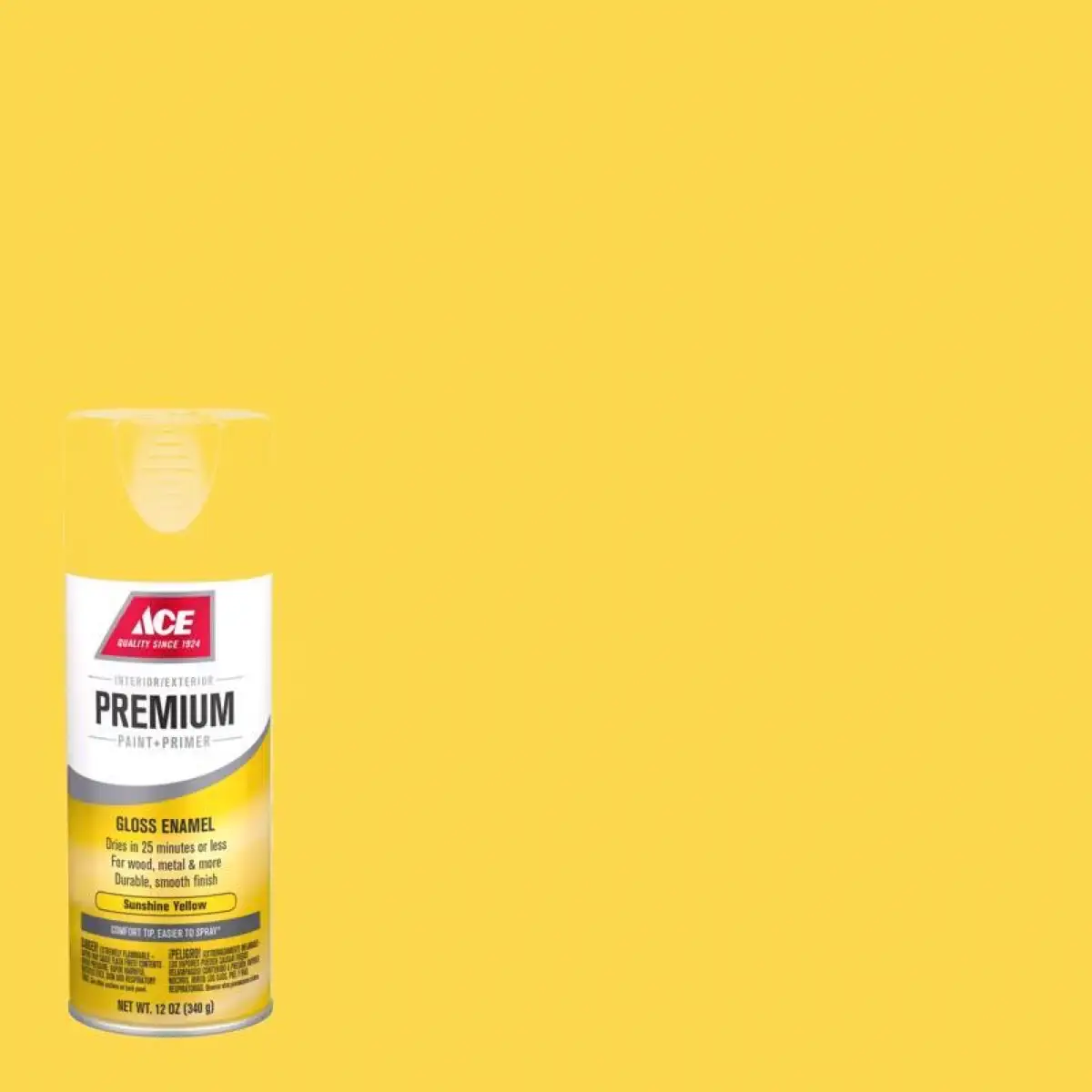 Ace Premium Gloss Sunshine Yellow Paint + Primer Enamel Spray 340g