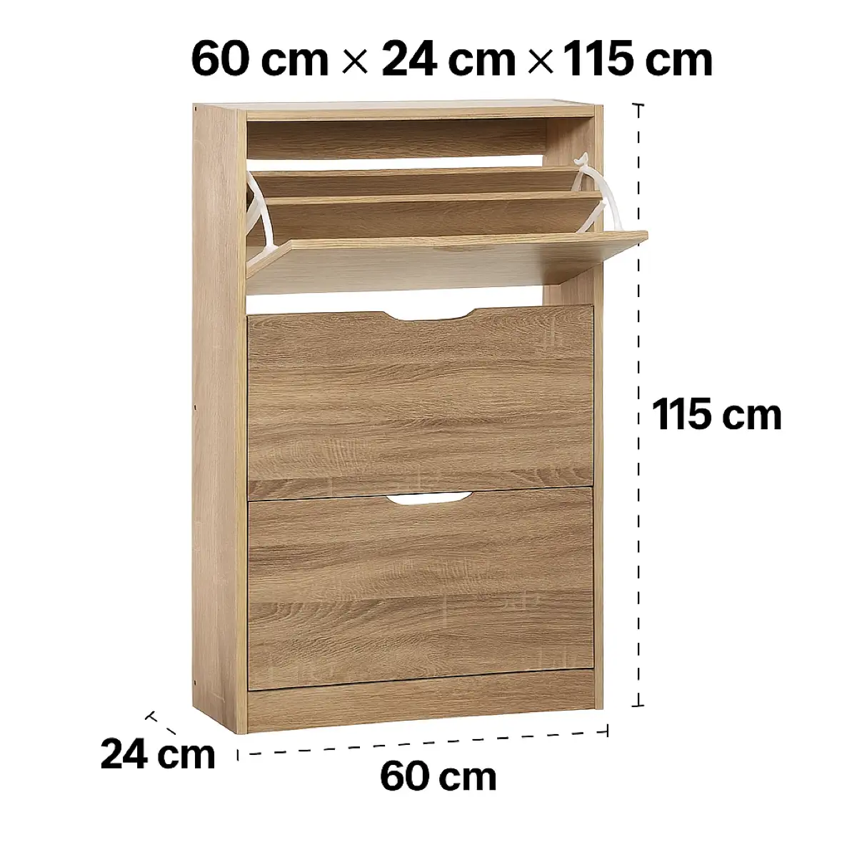 5five 3-Drawer Wooden Shoe Cabinet (24 x 60 x 115 cm)