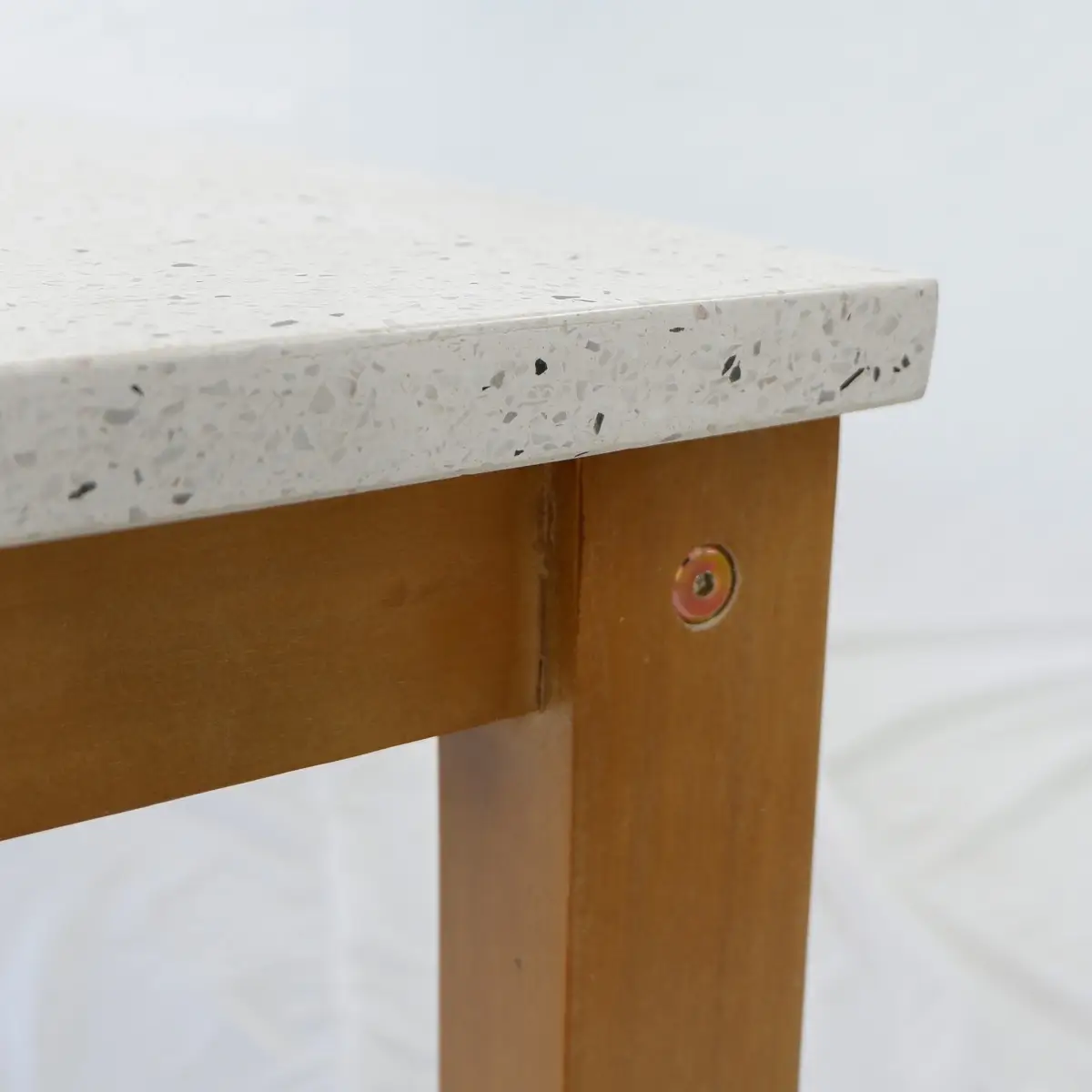 Dolce Acacia Wood Side Table W/Terrazzo Top (40 x 40 x 46 cm)
