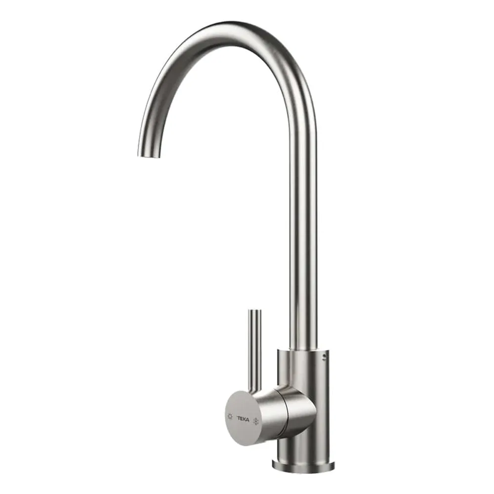 Teka Single Lever Stainless Steel Kitchen Eco Tap W/High Spout, UNI 9310 (Silver)