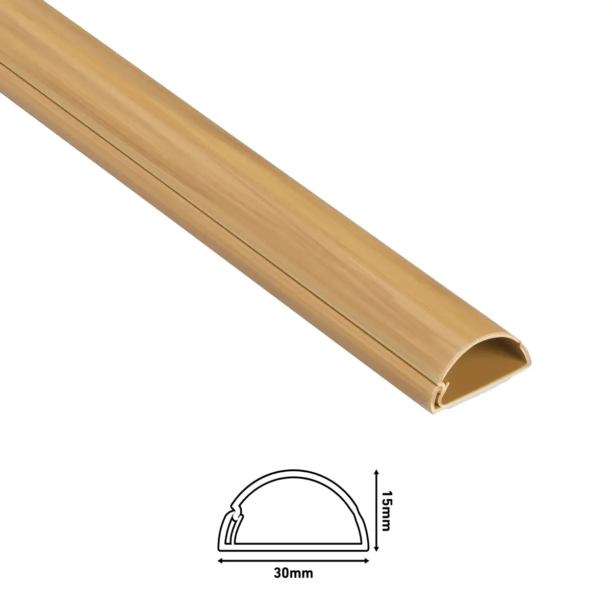 D-Line Oak Effect PVC Half Sphere Trunking (2 m)