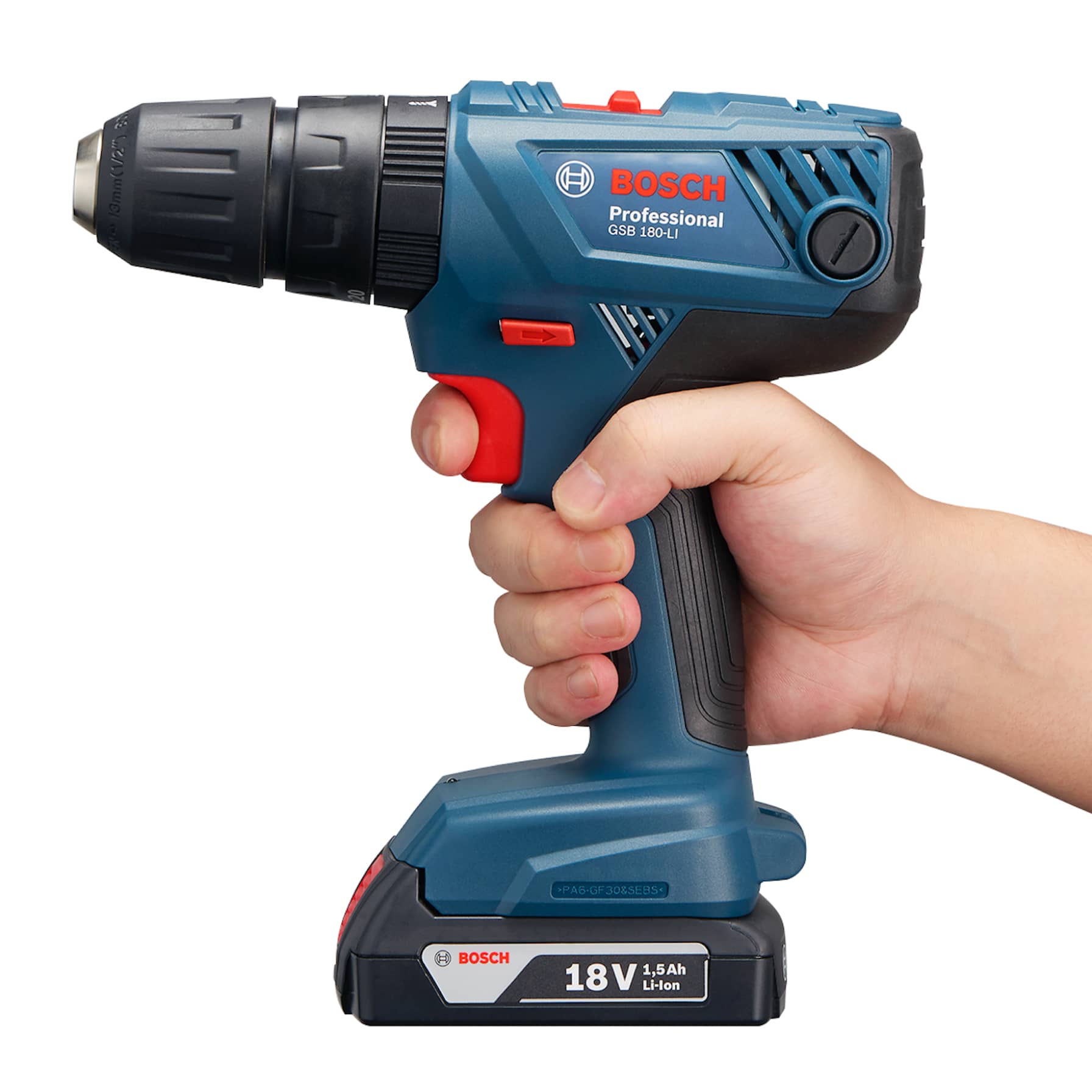 Bosch Professional Cordless Combi Impact Drill, GSB 180-Li + Drill Bit Set + Screw Bit Set