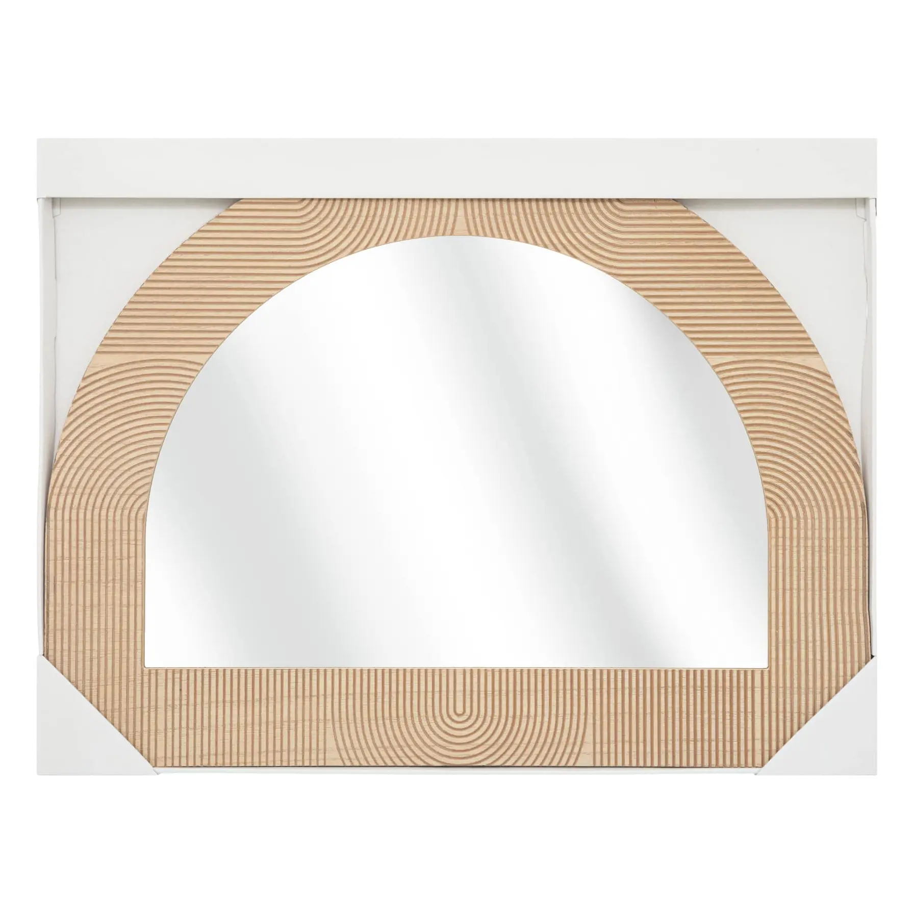 Atmosphera MDF Curved Mirror (Beige, 68 x 1.5 x 52.5 cm)