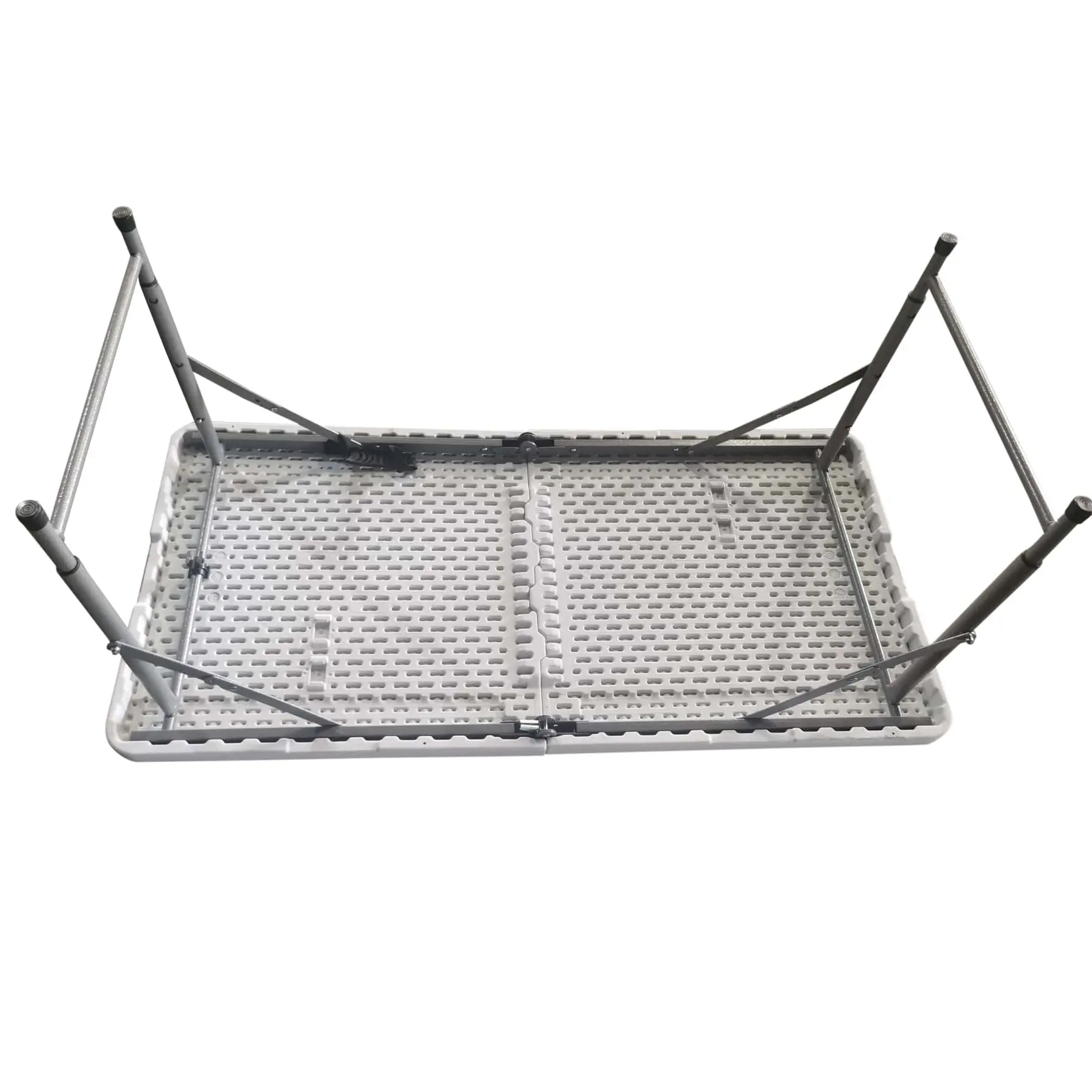 Plastic & Steel Adjustable Folding Table (122 x 60 x 50/62/74 cm)