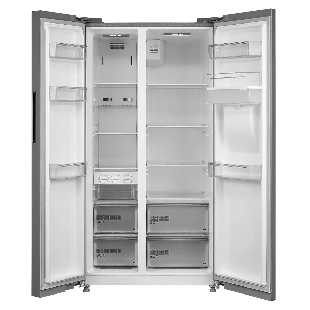 Midea Freestanding Side by Side Refrigerator W/Water Dispenser, DRS704FIE02AE (704 L, Silver)