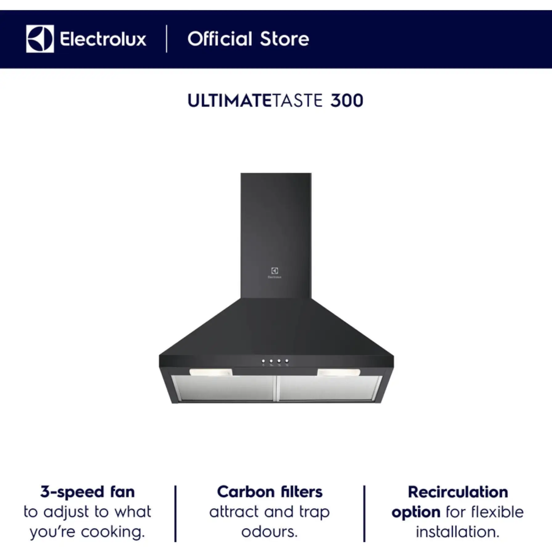 Electrolux UltimateTaste 300 Chimney Extractor Built-In Hood, LFC326K (59.8 x 45 x 69-94 cm)