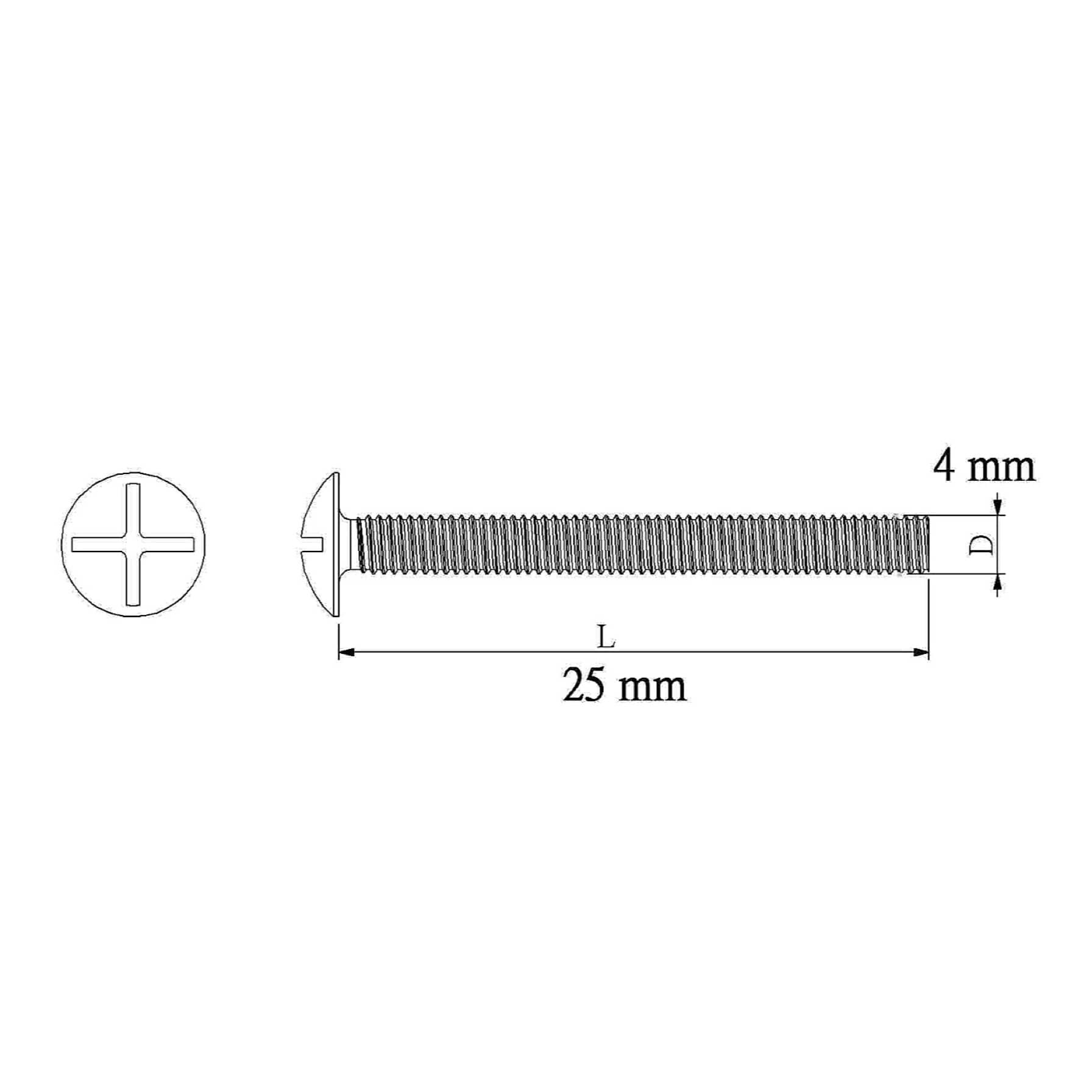 Diall Zinc-Plated Carbon Steel Drawer Knob Screw Pack (M4 x 25 mm, 10 Pc.)