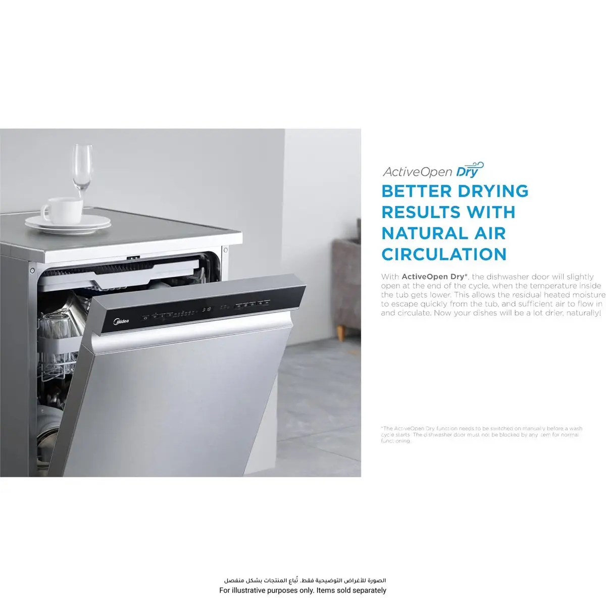 Midea 9 Program Freestanding Dishwasher, WQP15-W7633DSS (15 Place Setting)