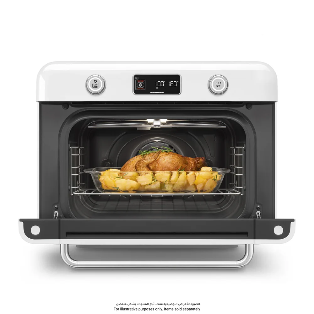Smeg 50's Style Countertop Multi-Function Oven W/Grill & Steam Function, COF01WHUK (30 L, 1800 W)
