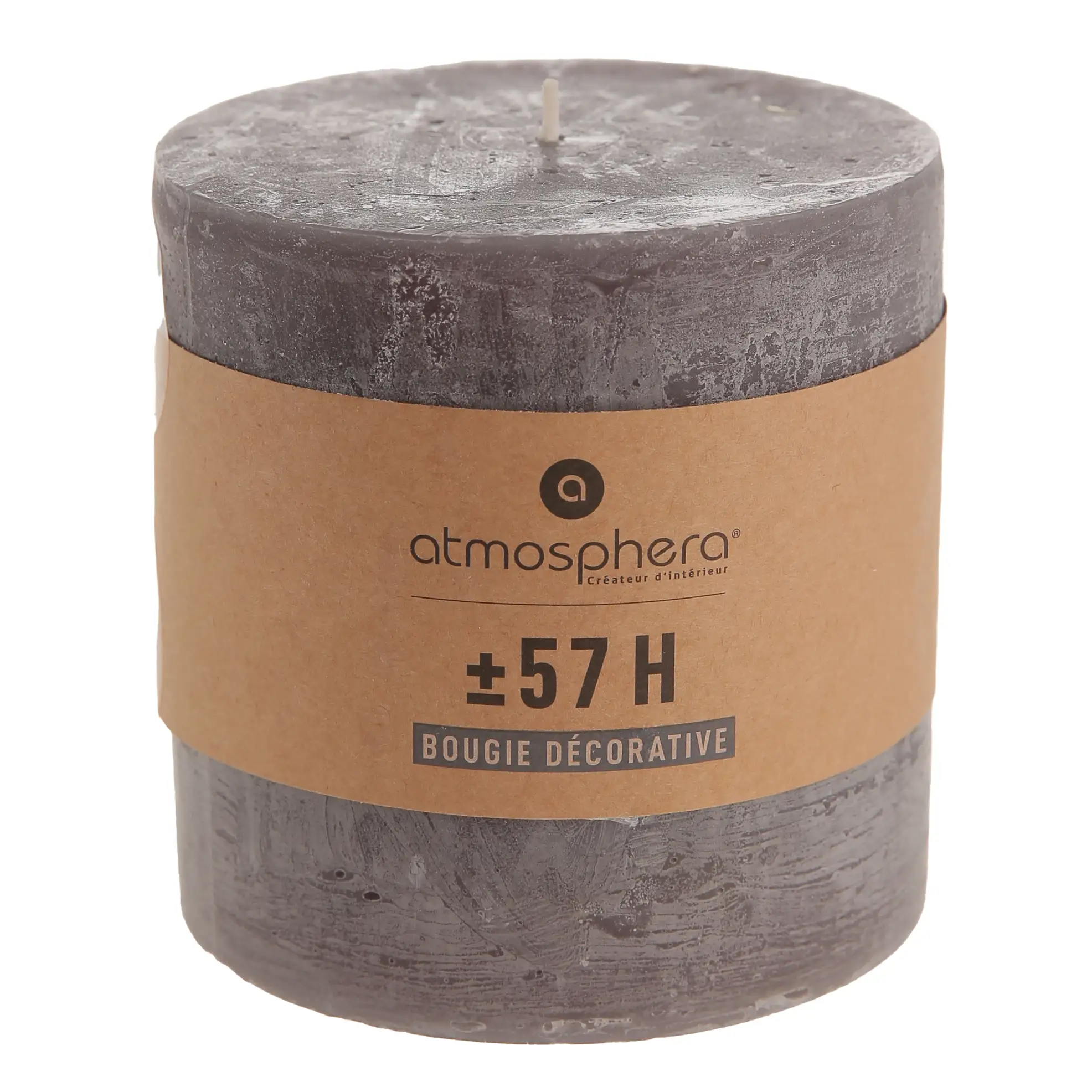 Comptoir de la Bougie Olia Rustic Wax Pillar Candle (10 x 10 cm, Gray)