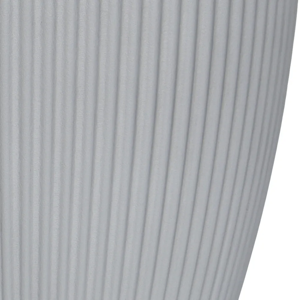 Verve Vertical Ribs Oval Plastic Pot (28 cm, Grey)