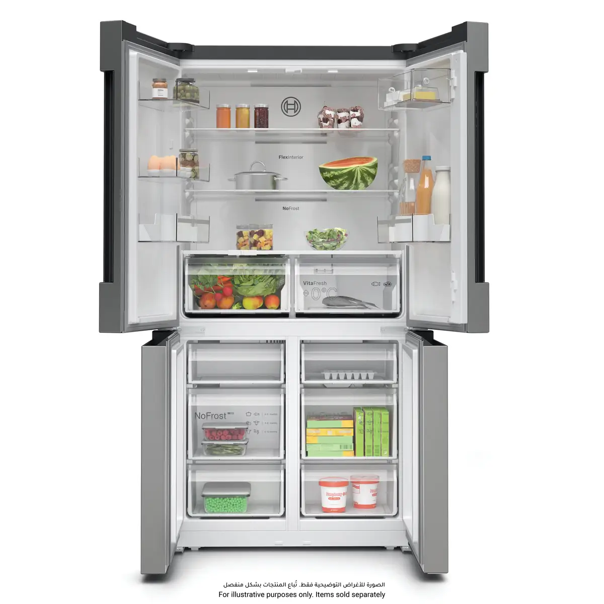 Bosch Series 4 French Door Fridge Freezer, KFN96VPE0M (646 L, Silver)