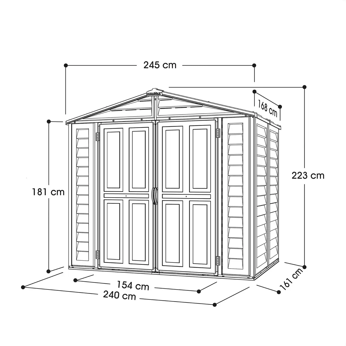 Duramax Aluminium & Vinyl Plastic Storage Shed (Adobe, 245 x 168 x 222 cm)