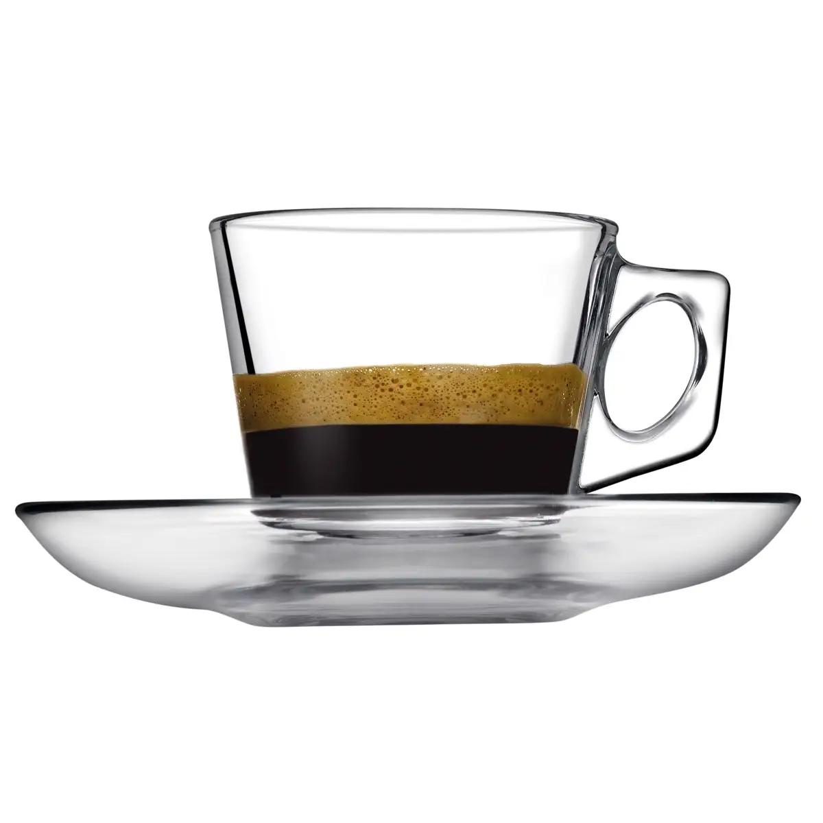 Pasabahce Vela Glass Cup W/Saucer Set (80 ml, 6 Pc.)