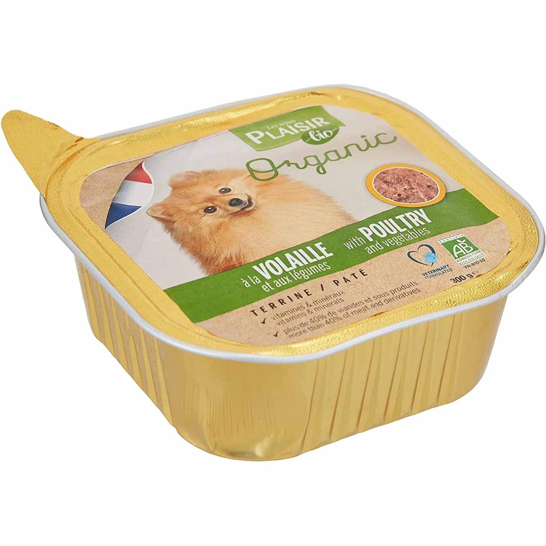 Plaisir Bio Terrine Dog Food (Poultry & Vegetable, Dogs, 300 g)