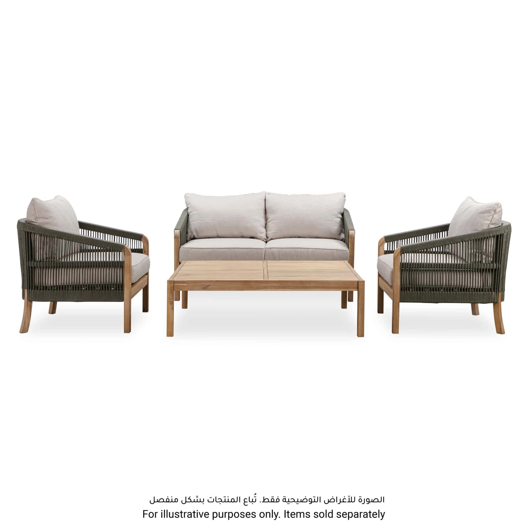 Santiago Single-Seater Acacia Wood Outdoor Sofa W/Cushions (76 x 73 x 69.5 cm)
