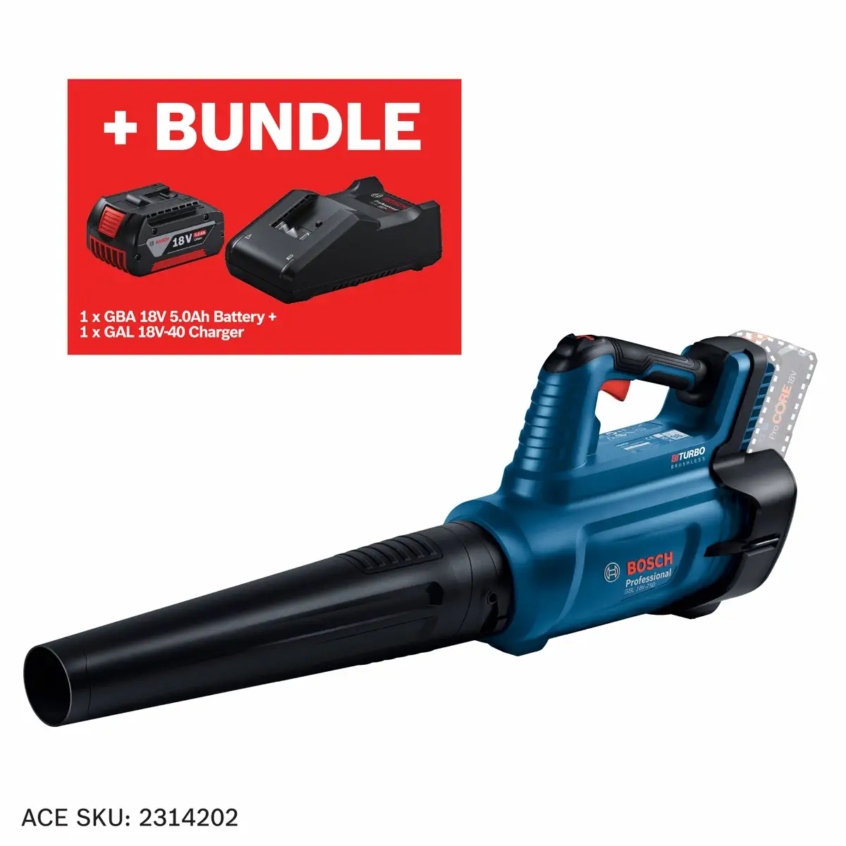 Bosch Professional Leaf Blower W/1x5AH GBA Battery & Charger (18V-750)