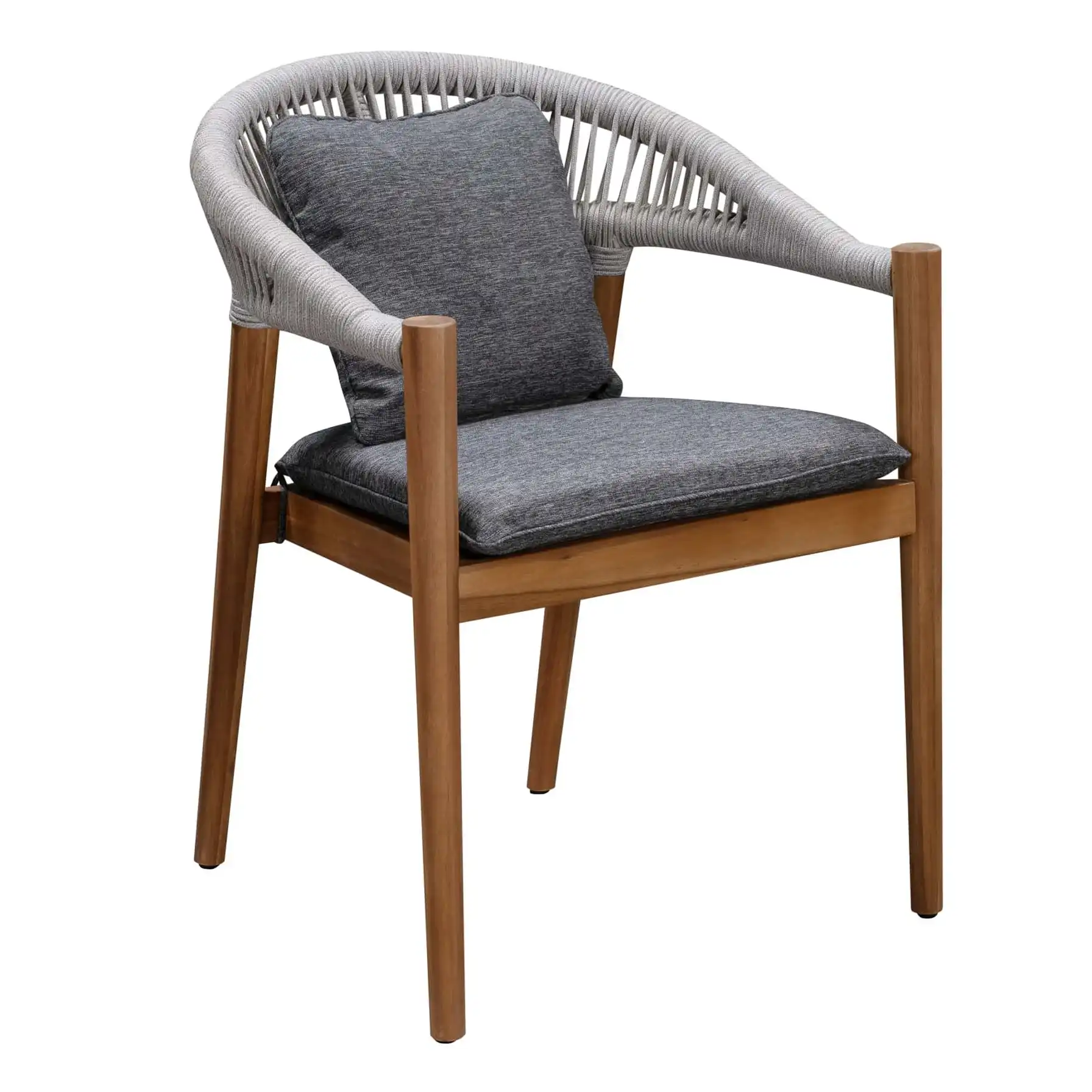Malmo Wood Rope Dining Chair W/Cushion Set Generic (59.5 x 58 x 78 cm, 2 Pc.)