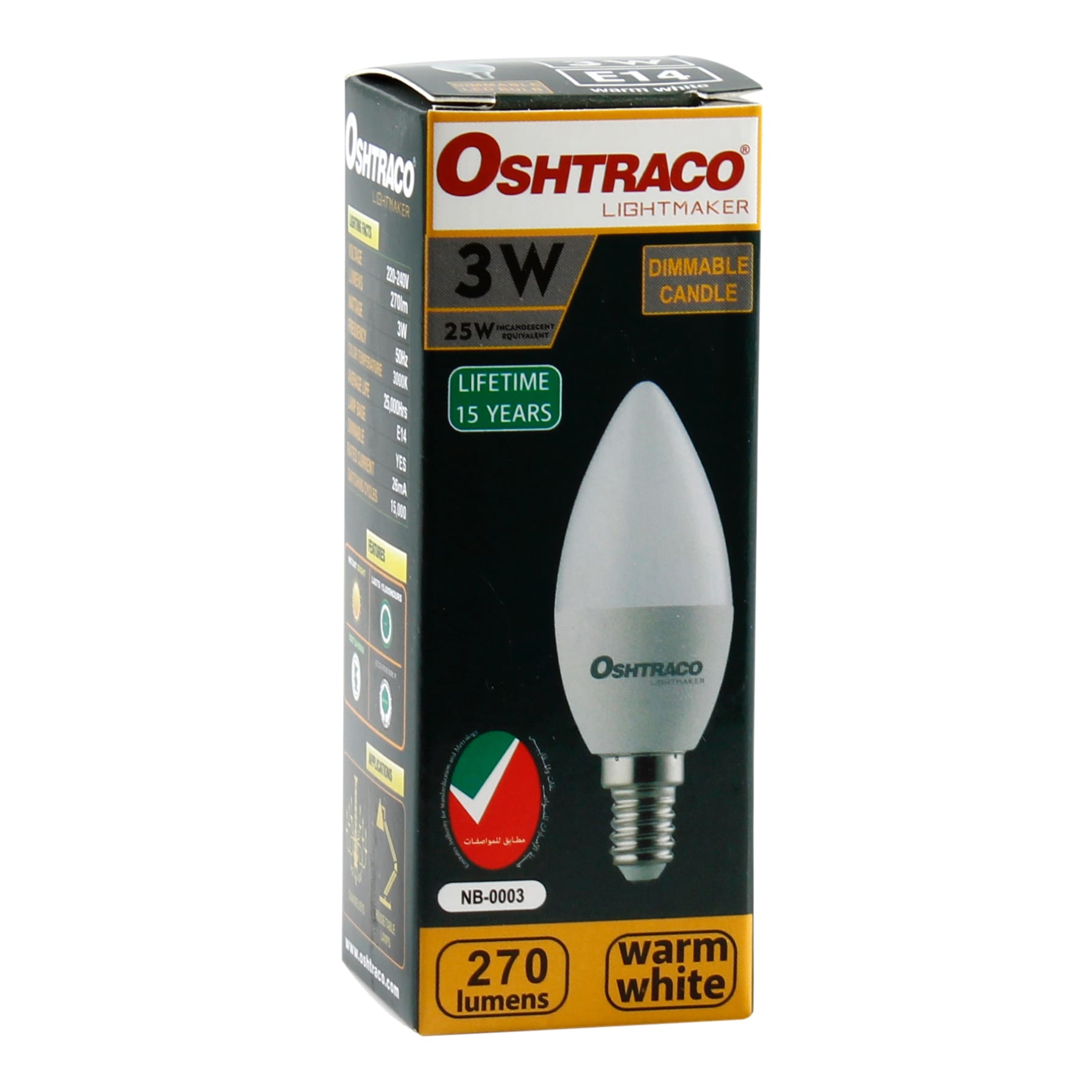 Oshtraco Dimmable LED Bulb (3 W, E14, Warm White)