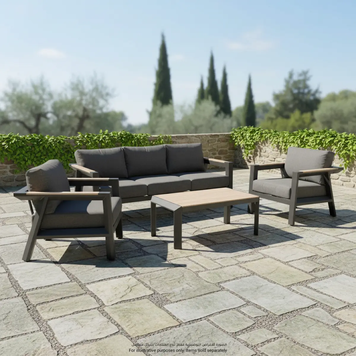 Apollo 5-Seater Aluminum Outdoor Sofa Set W/Cushions (210 x 88.5 x 65 cm)