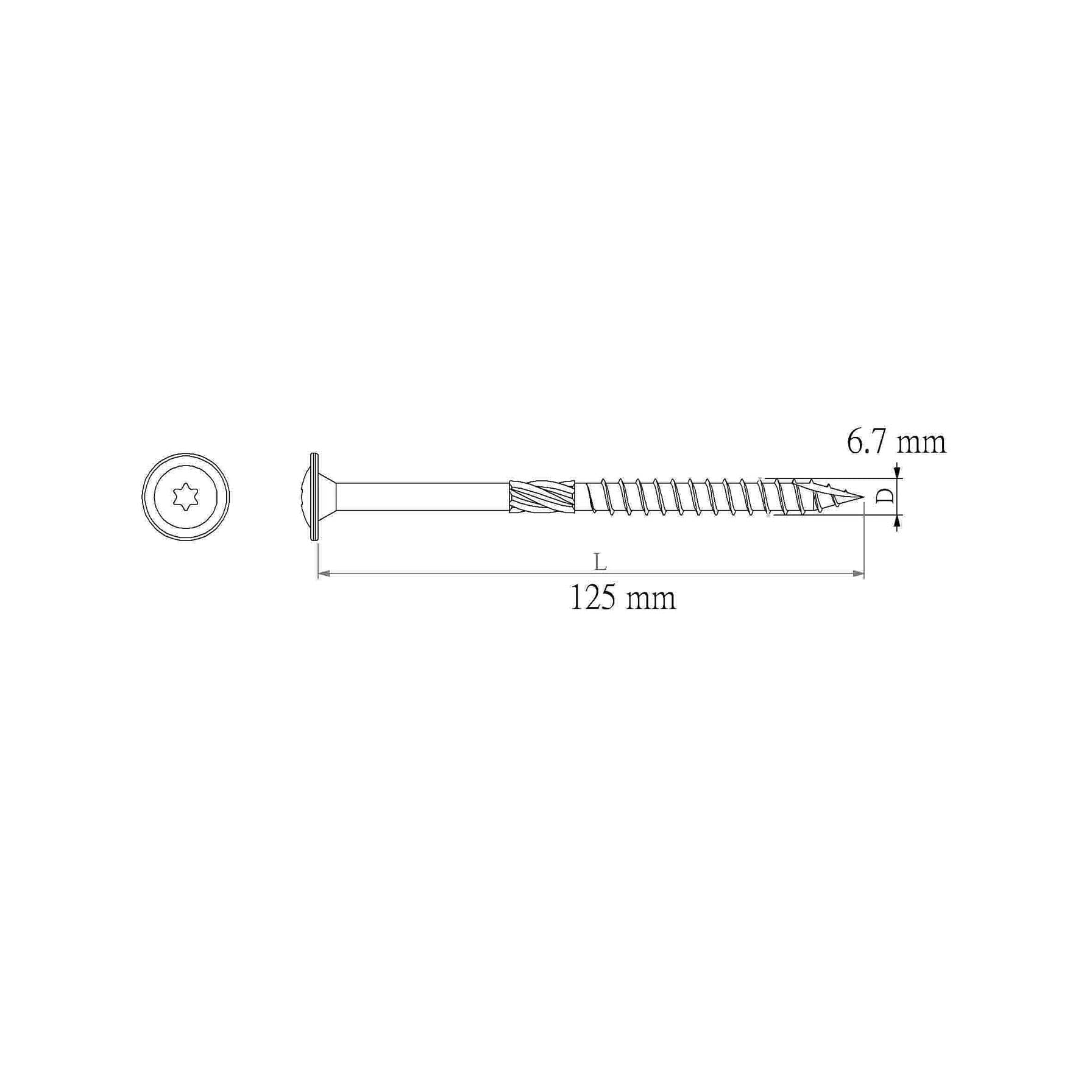Diall Carbon Steel Screw Pack (125 x 6.7 mm, 25 Pc.)