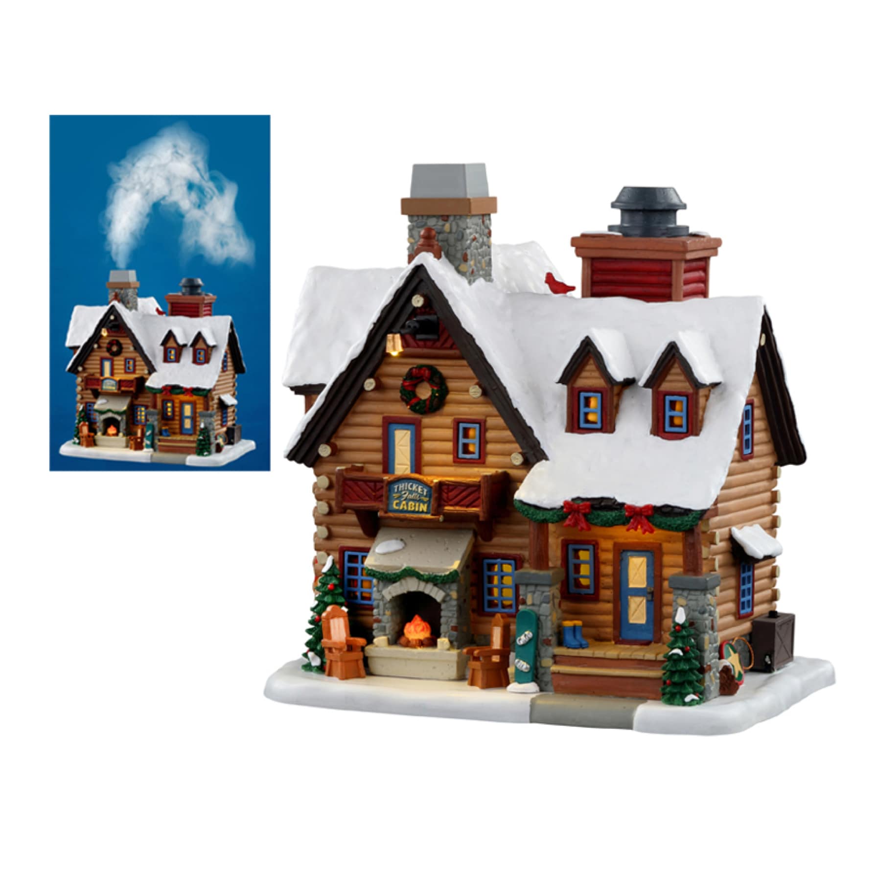 Lemax Electrical Thicket Falls Cabin Smoking Festive Décor (22.5 x 22 x 17 cm)