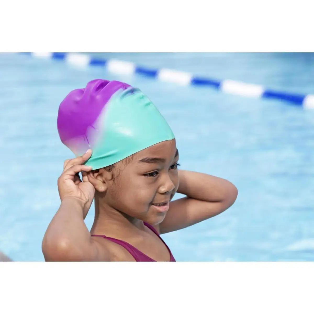 Bestway Lil Color Wave Silicone Swim Cap (20 x 18 x 0.2 cm, Multicolor)