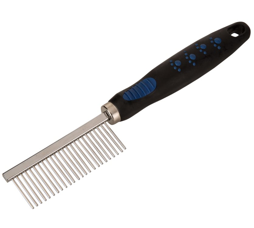 Aloe Care Pet Comb with Rubber Handle (Blue)
