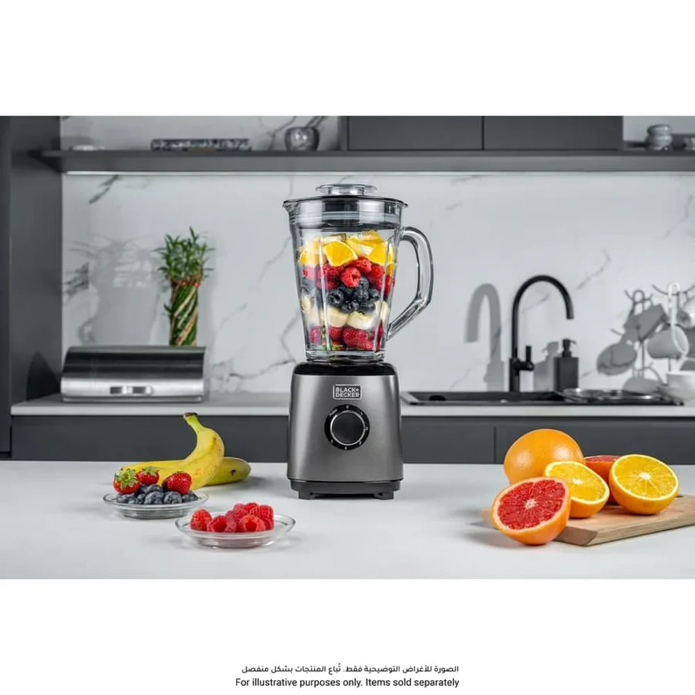 Black + Decker Stainless Steel Glass Jar Blender W/Grinder, SSBX525-B5 (500 W)