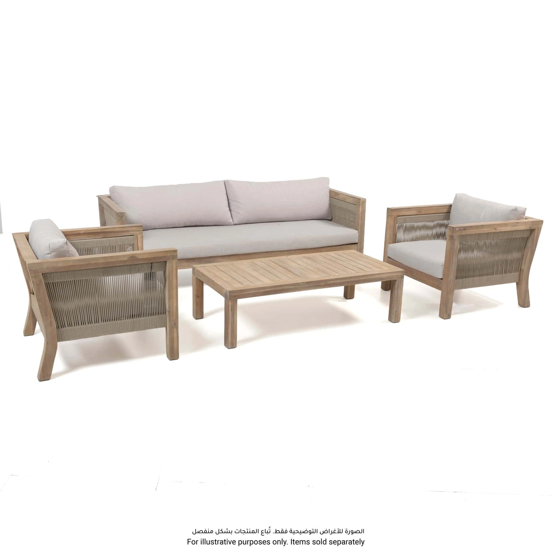 Seychelles 3-Seater Acacia Wooden Outdoor Sofa W/Cushion (207 x 80 x 65 cm)