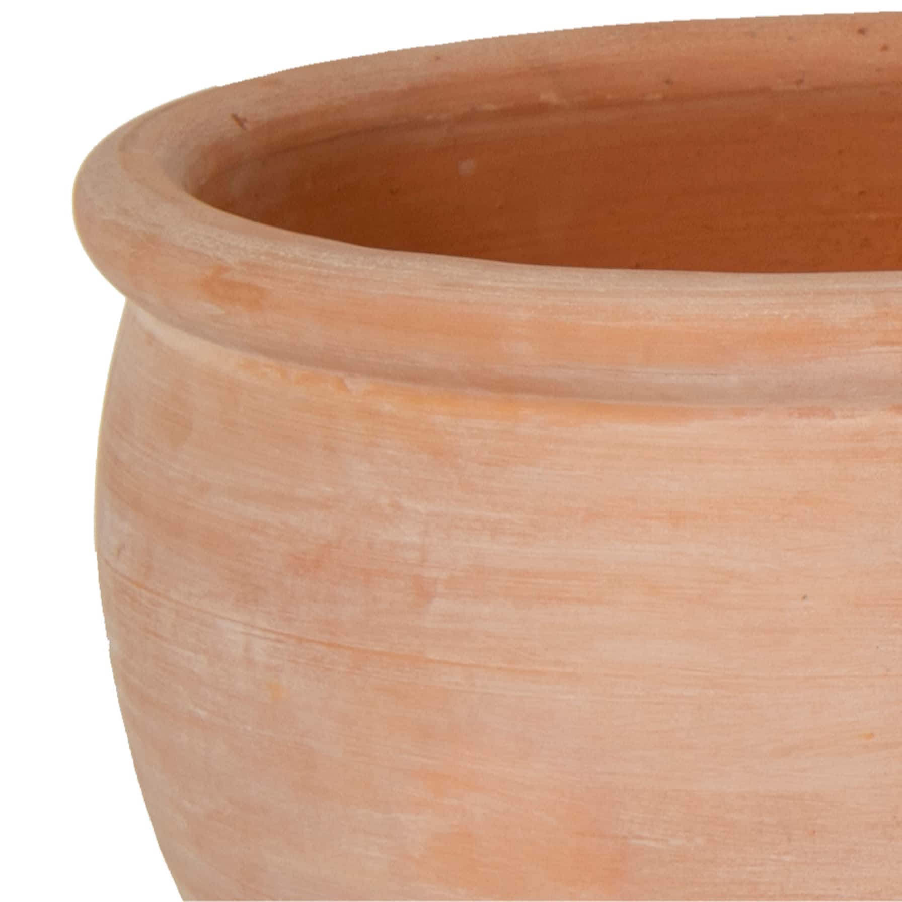 Glazed Terracotta Whitewash Belly Rim Plant Pot Generic (48 x 48 x 36 cm, XL)