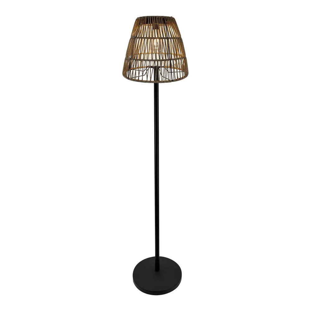 Solar-Powered Bullet Rattan Effect LED Floor Lamp
