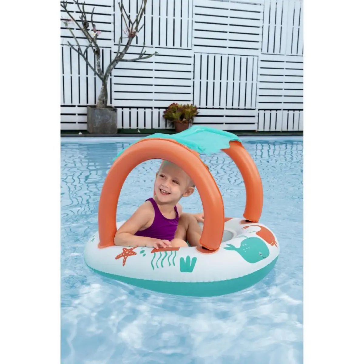 Bestway UV Care Baby Boat Animals (78 x 61.5 x 56.5 cm, Multicolor)