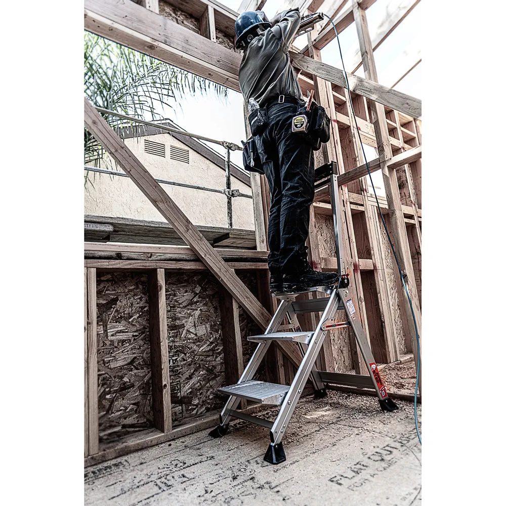 Little Giant Jumbo 3-Step Aluminum Step Stool W/Handrail, Tool Tray & Ultra-Wide Platform Steps