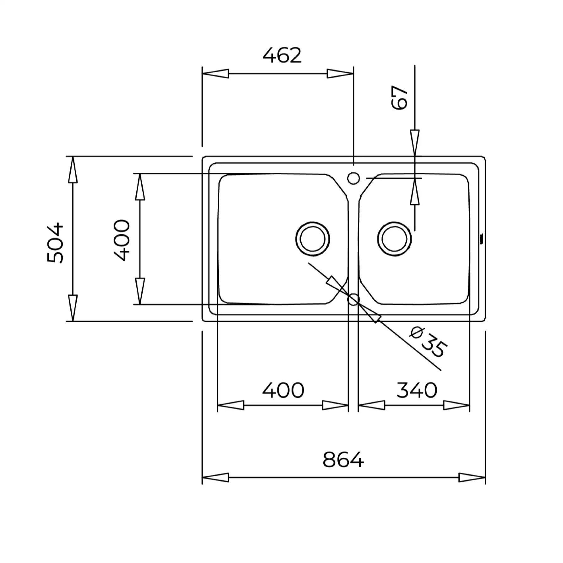 Teka Brooklyn 90 M-xP 2B Stainless Steel Sink (50.4 x 86.4 x 21 cm)