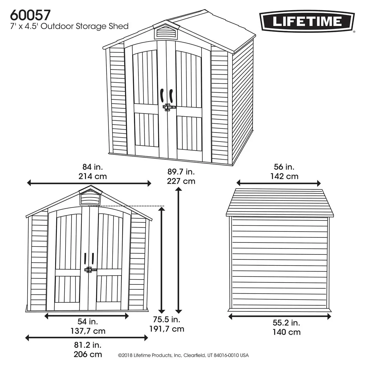 Lifetime Outdoor Storage Shed (214 x 142 x 227 cm)