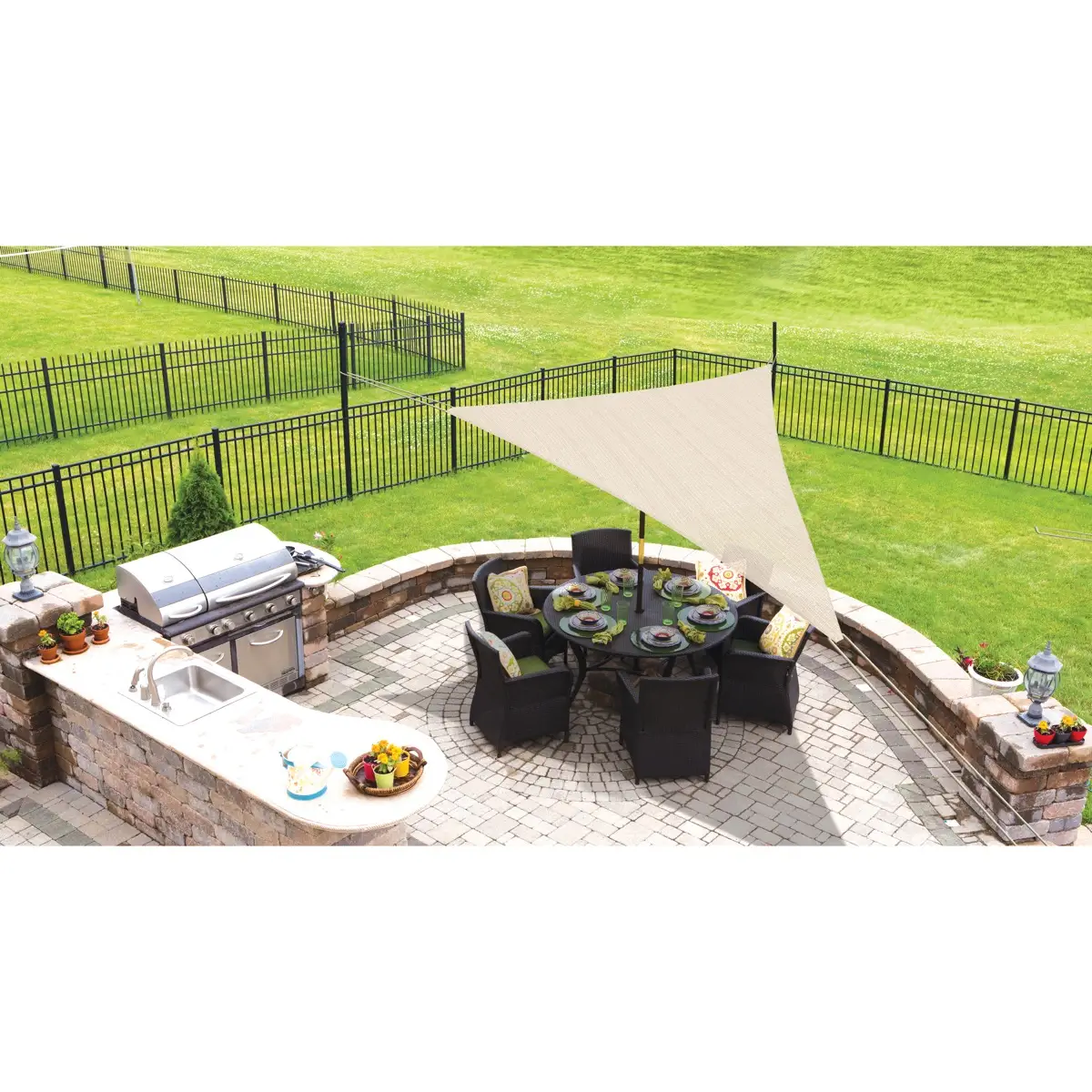 Coolaroo HDPE Ready-To-Hang Triangle Shade Sail (300 x 300 cm, Stone)