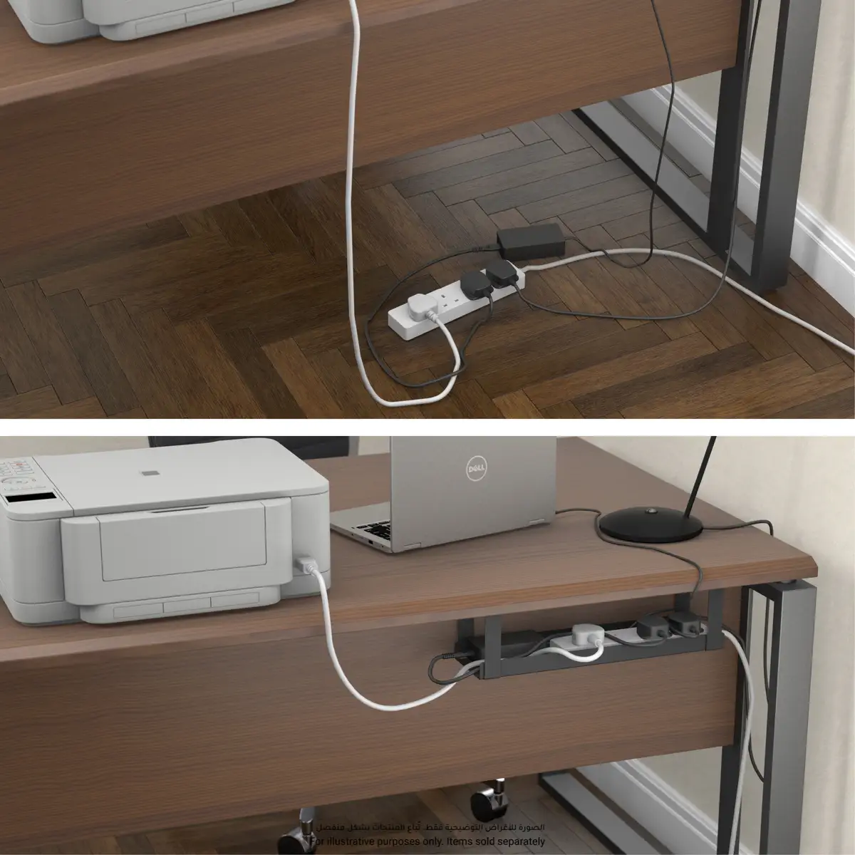 D-Line Under Desk Cable Tray (40 x 10 cm, Black)