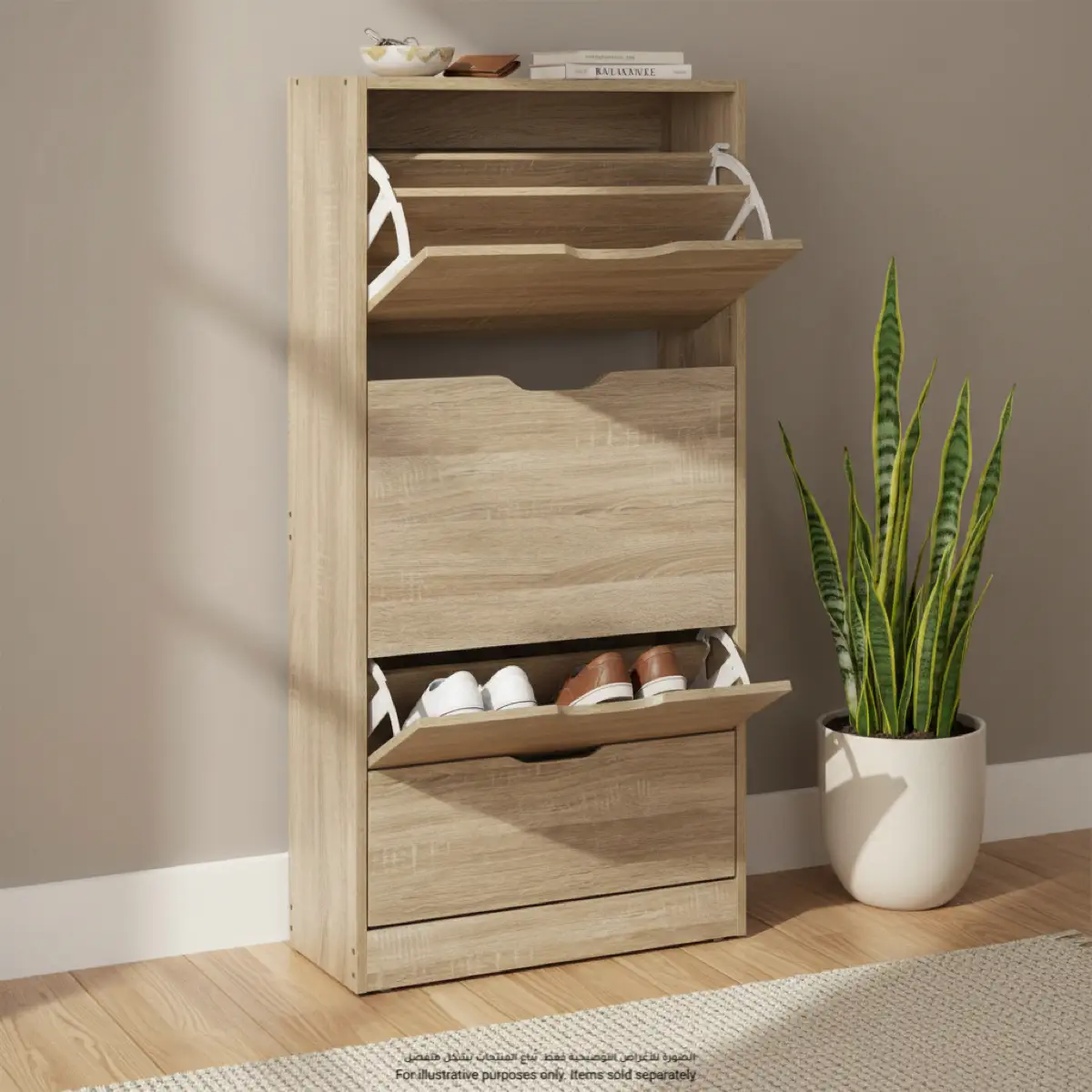 5five 3-Drawer Wooden Shoe Cabinet (24 x 60 x 115 cm)