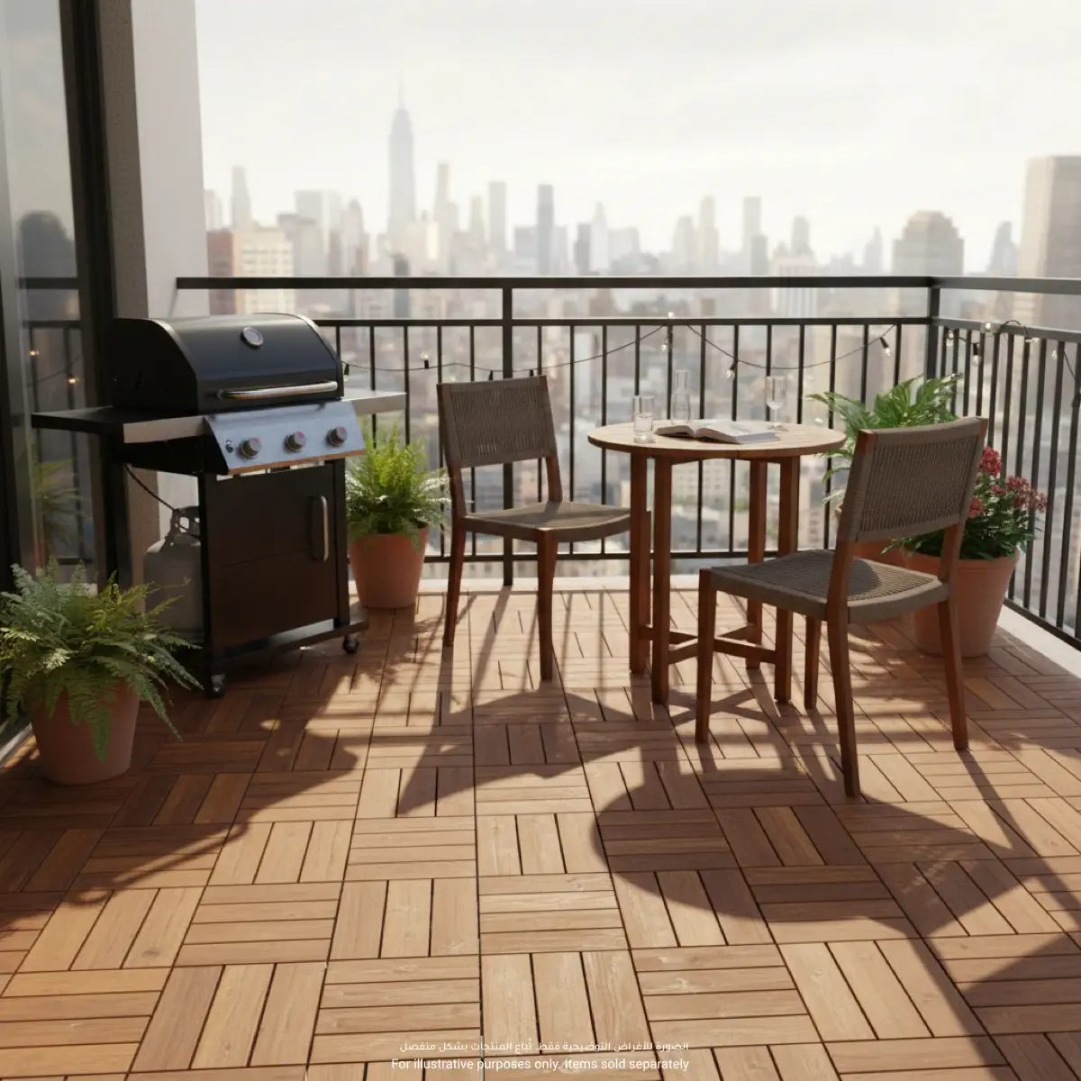 Living Accents Acacia Wood 12-Slat Floor Deck Tiles (30 x30 cm, 6 Pc.)