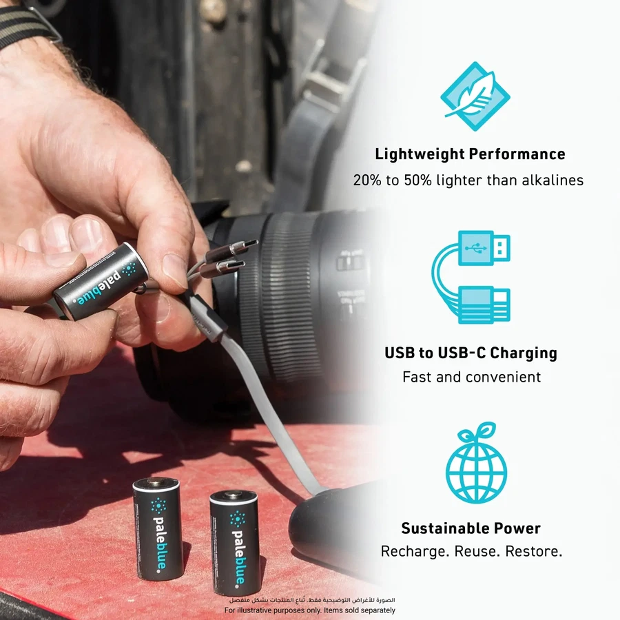 Paleblue USB-C Rechargeable Li-Ion CR123 4-Batteries (3 V)
