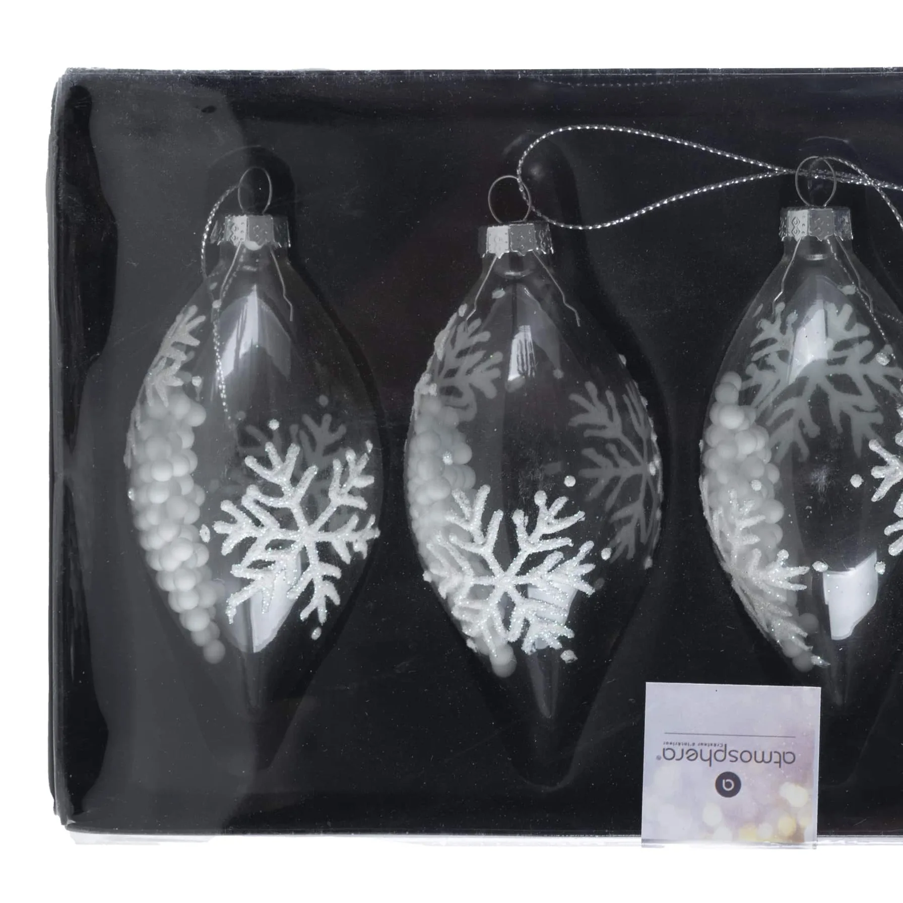 Atmosphera Snowflake In Glass Bauble Set (4 Pc., 11 cm)