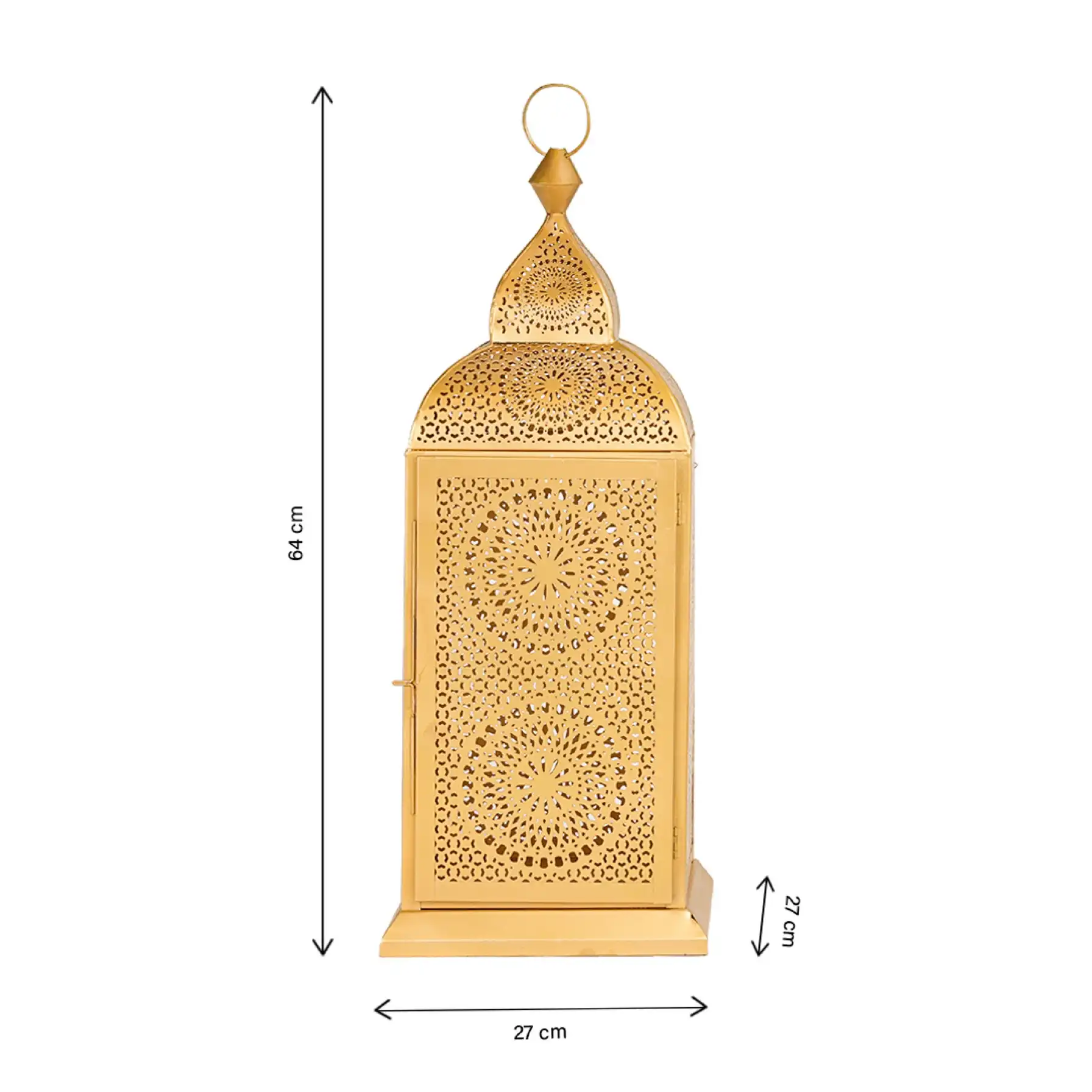 Hilalful Handmade Chakra Lantern (27 x 27 x 64 cm, Gold)