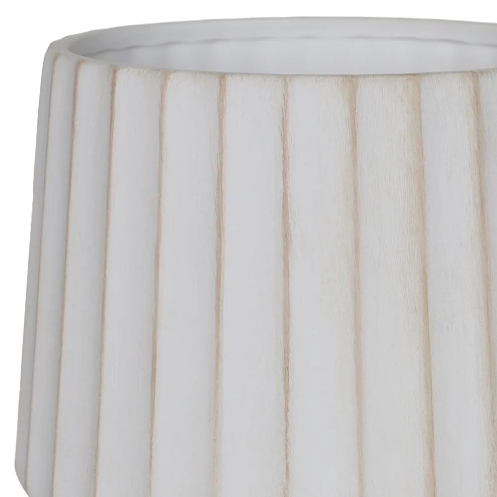 Verve Wide Rib Ceramic Pot (22 cm, Beige)