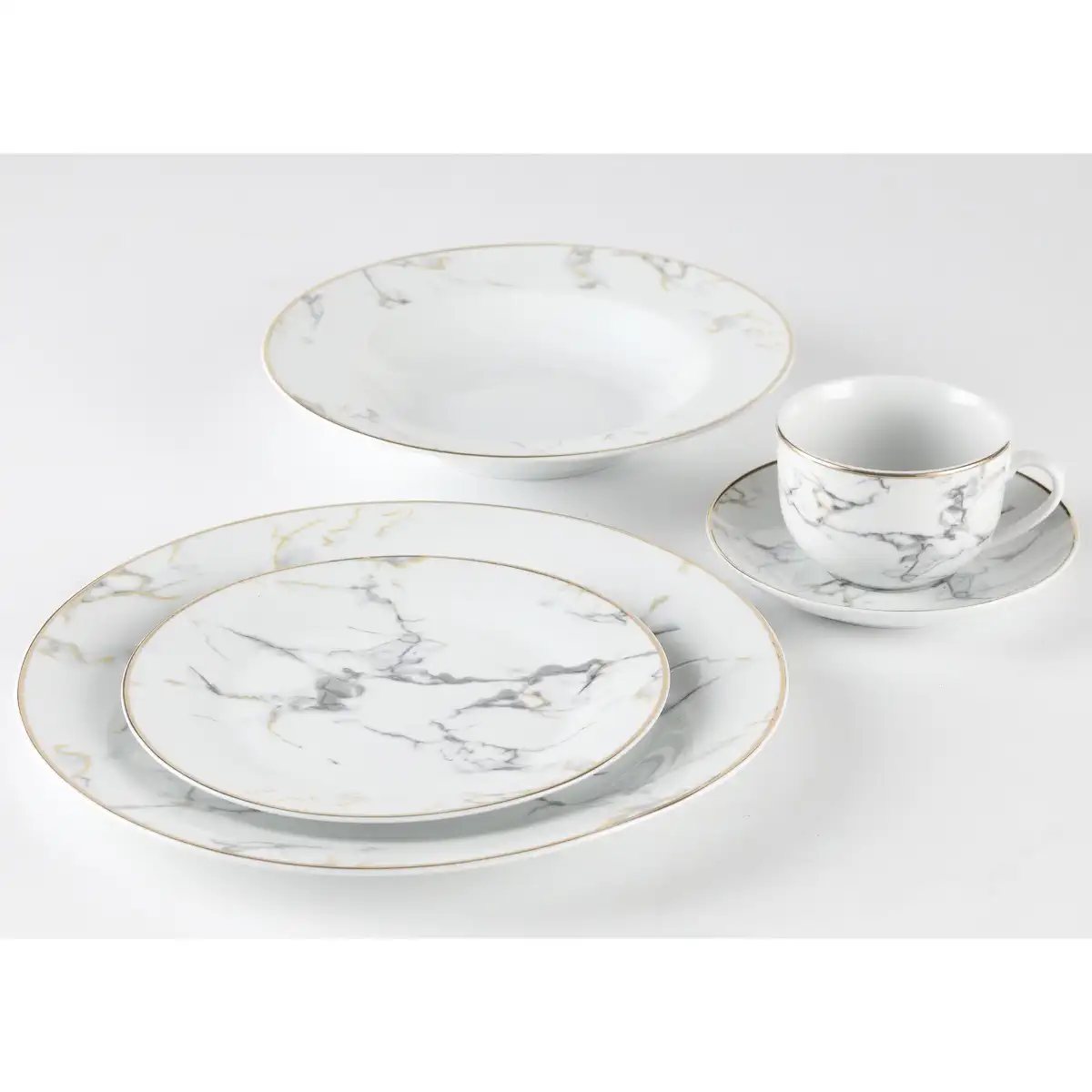Tia Porcelain Dinner Set with Gold Rim (20 Pc) 