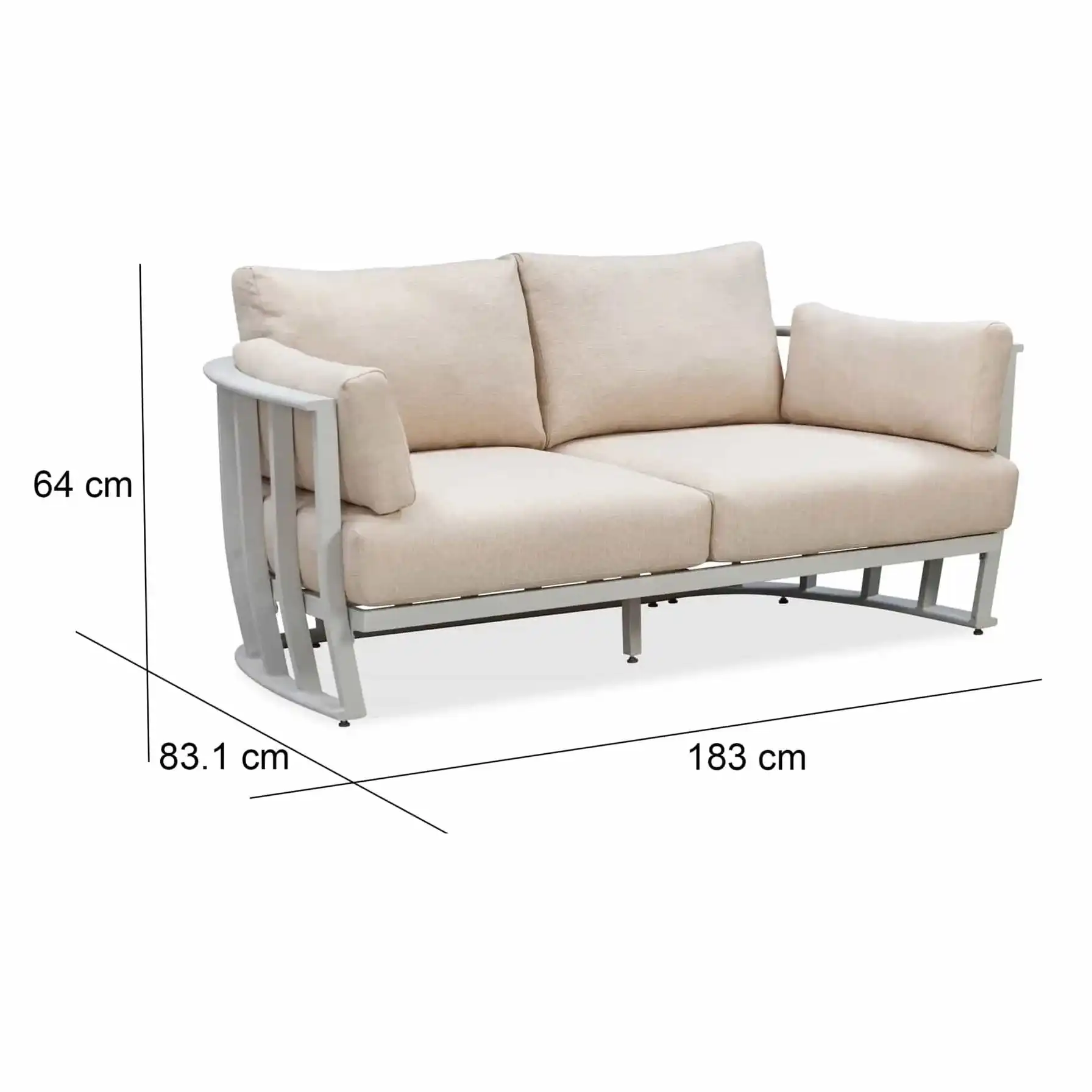 Florida 2-Seater Aluminum Outdoor Sofa (183 x 83.1 x 64 cm)