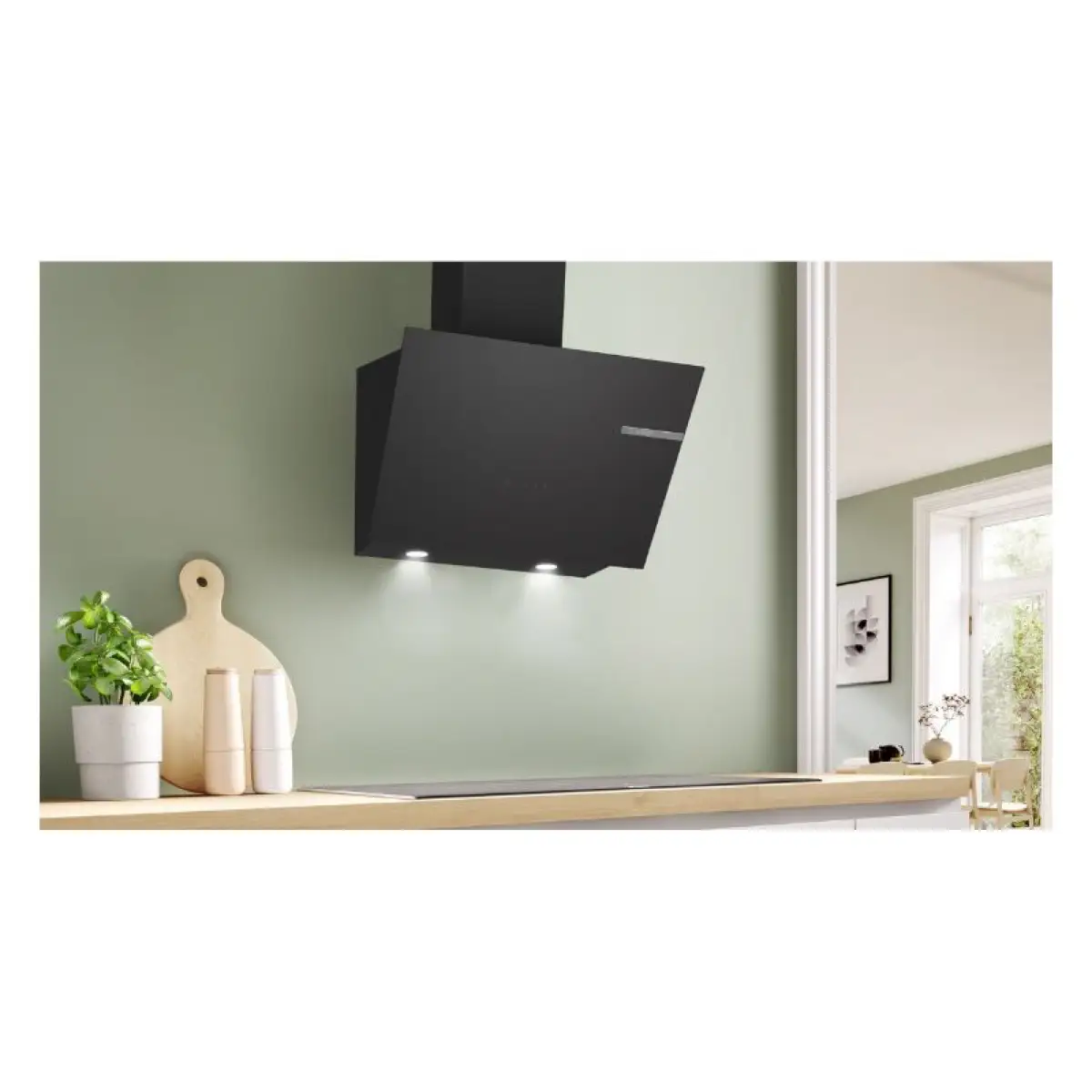Bosch Series 4 Wall-Mounted Inclined Chimney Hood, DWK66PJ60M (Black, 39 x 59.6 x 40 cm)