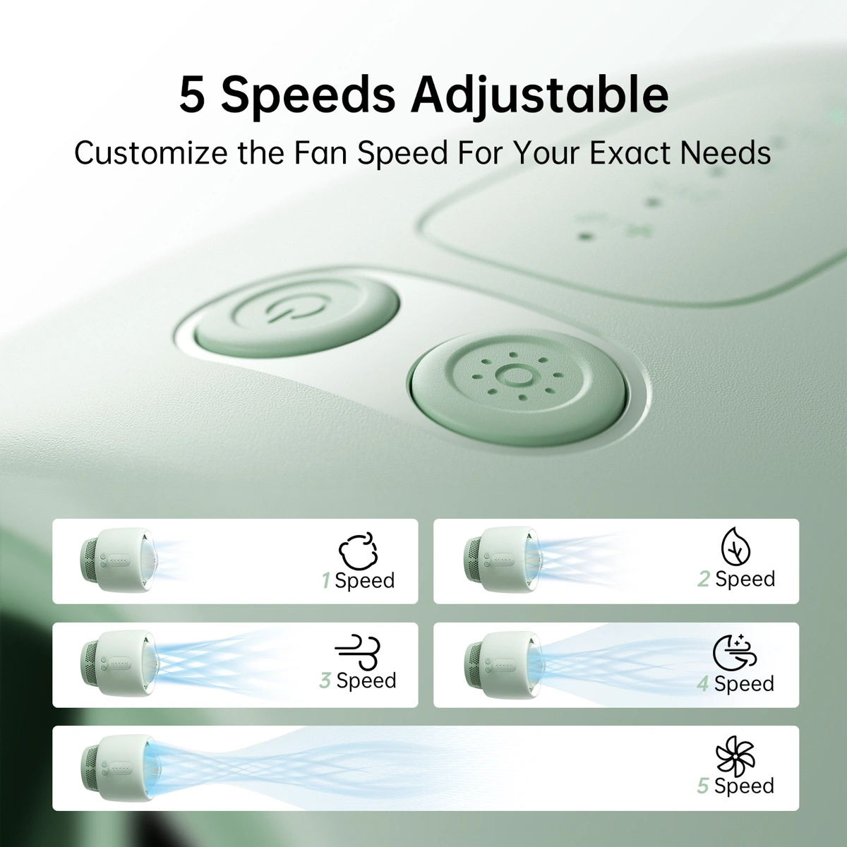 Jisulife Life 2 USB Rechargeable Stroller Fan (Green, 4000 mAh)
