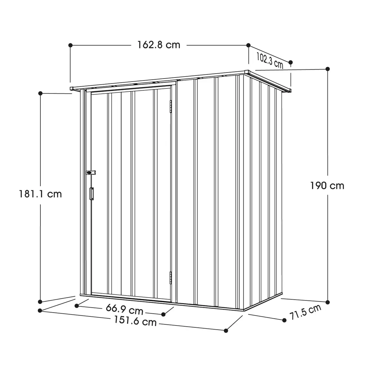 Duramax Steel Storage Shed (Grey, 163 x 102 x 190 cm)