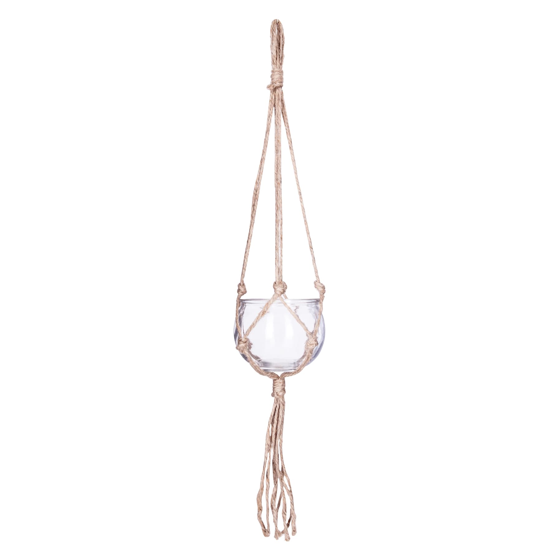 Atmosphera Nomade Hanging Jute & Glass Plant Pot (11 cm) 